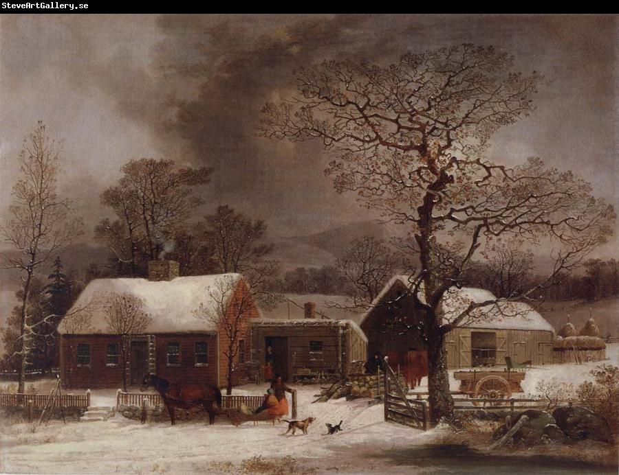 George Henry Durrie Winter Scene in New Haven,Connecticut